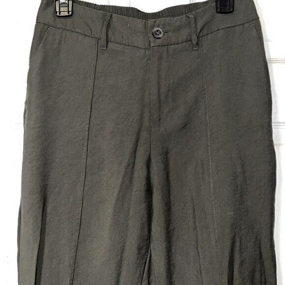 A New Day Ankle Pants Women’s Sz 6 Army Green Rolled Cuffs Center Seam High Rise - Picture 1 of 14